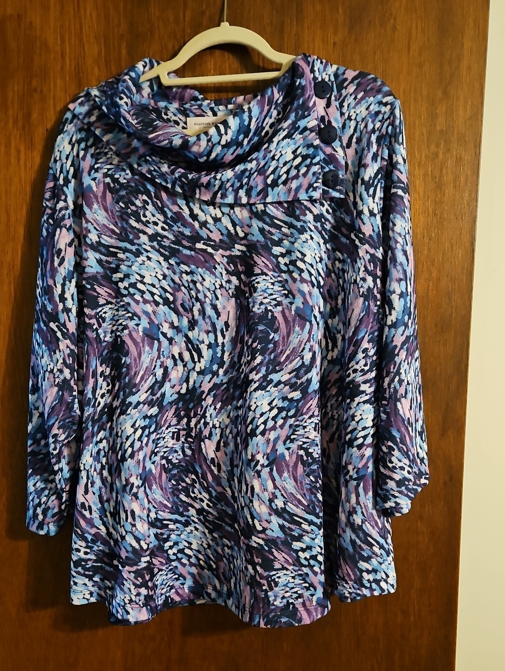 Allison Daley Abstract Beautiful Multicolor Print Top Blue Purple & Pink Sz 3X